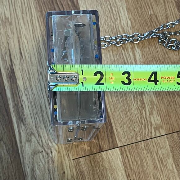 Acrylic Confetti Glitter Hard Clutch Purse Handbag chain strap clear rainbow y2k - Picture 13 of 14